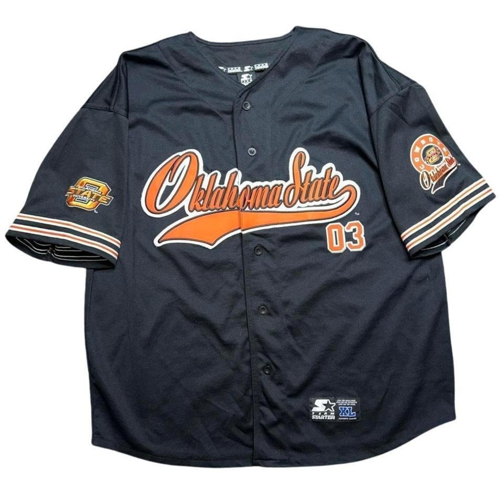 Vintage Starter Oklahoma State Cowboys Baseball Jersey Mens XL Button Front 03